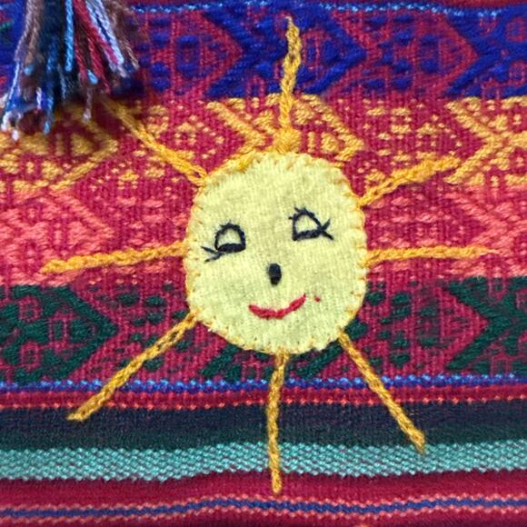 Peruvian Handwoven Tapestry Alpaca Wool Drawstring Large Colorful Backpack 16” - Picture 4 of 13